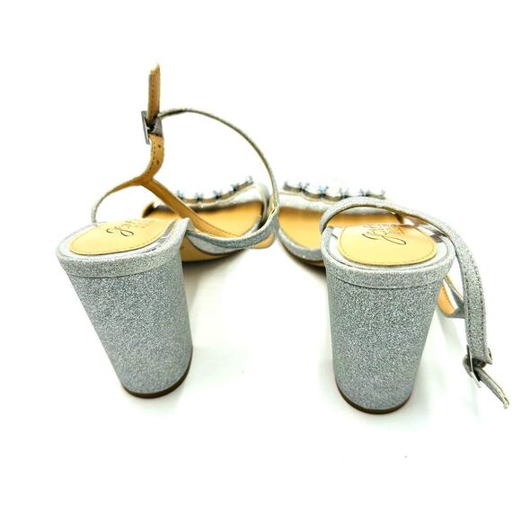 NWT Badgley Mischka Jewel Leilani Silver Block Heels, Women's 8 (GG) - Picture 9 of 11